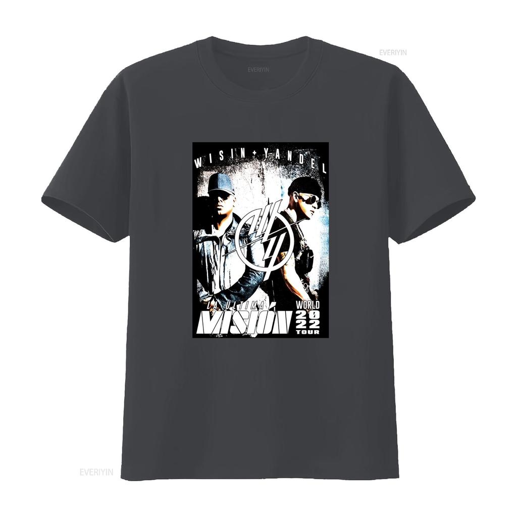 Wisin Yandel Black T Shirt Official 2022 Mision World Tour Concert Merch Print Vintage Washed Breathable Streetwear Stylish