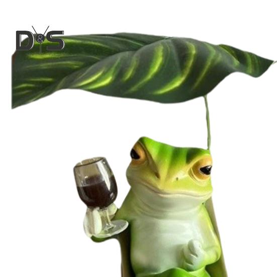 Ozdoba z żywicy w kształcie żaby, figurka żaby do degustacji wina, dekoracja biurka, fotel wypoczynkowy, rzeźba żaby do biura domowego, prezent na parapetówkę
