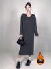 Comfortable V-neck Wool Dress Coat: Warm, Fashionable, Long Sleeve, Versatile, Casual, and Elegant.
