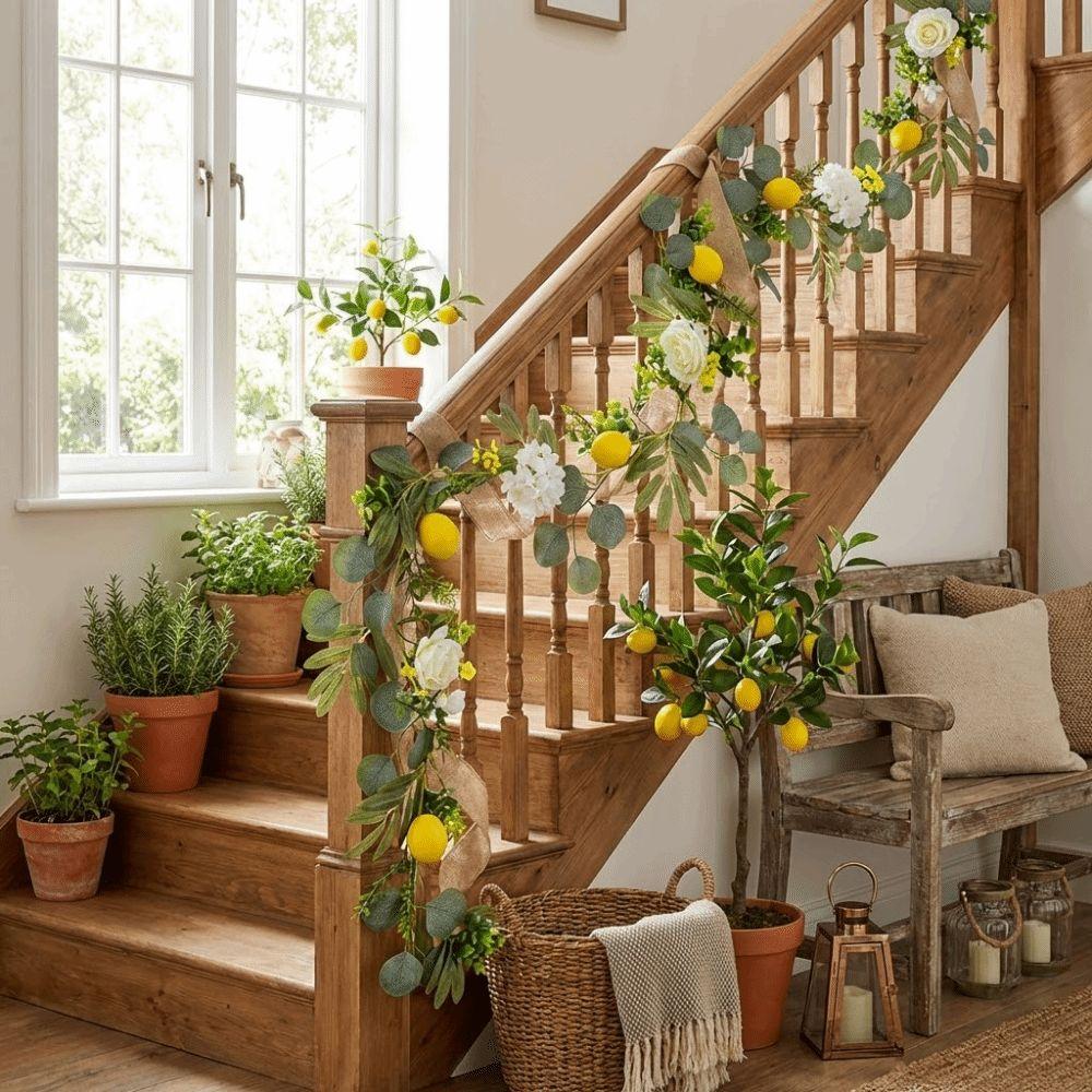 Greenery Artificial Lemon Garland Realistic Faux Lemon Wreath Lemon Vine Decor  Outdoor Decor