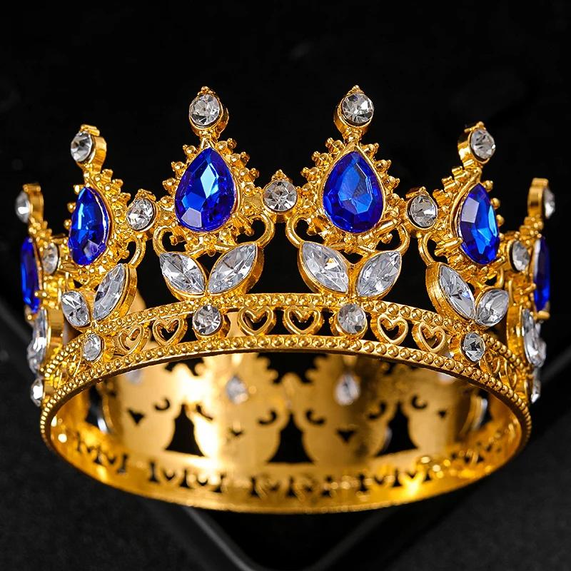 

Baroque Crystal Tiaras And Crown Cake Topper Decorative Elegant Wedding Cake Princess Birthday Decoratio Party Supplies novios синий