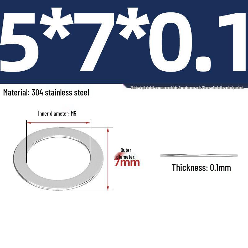 304 Stainless Steel Ultra-Thin Flat Washers - Available in Thickness: 0.1mm, 0.2mm, 0.3mm, 0.5mm