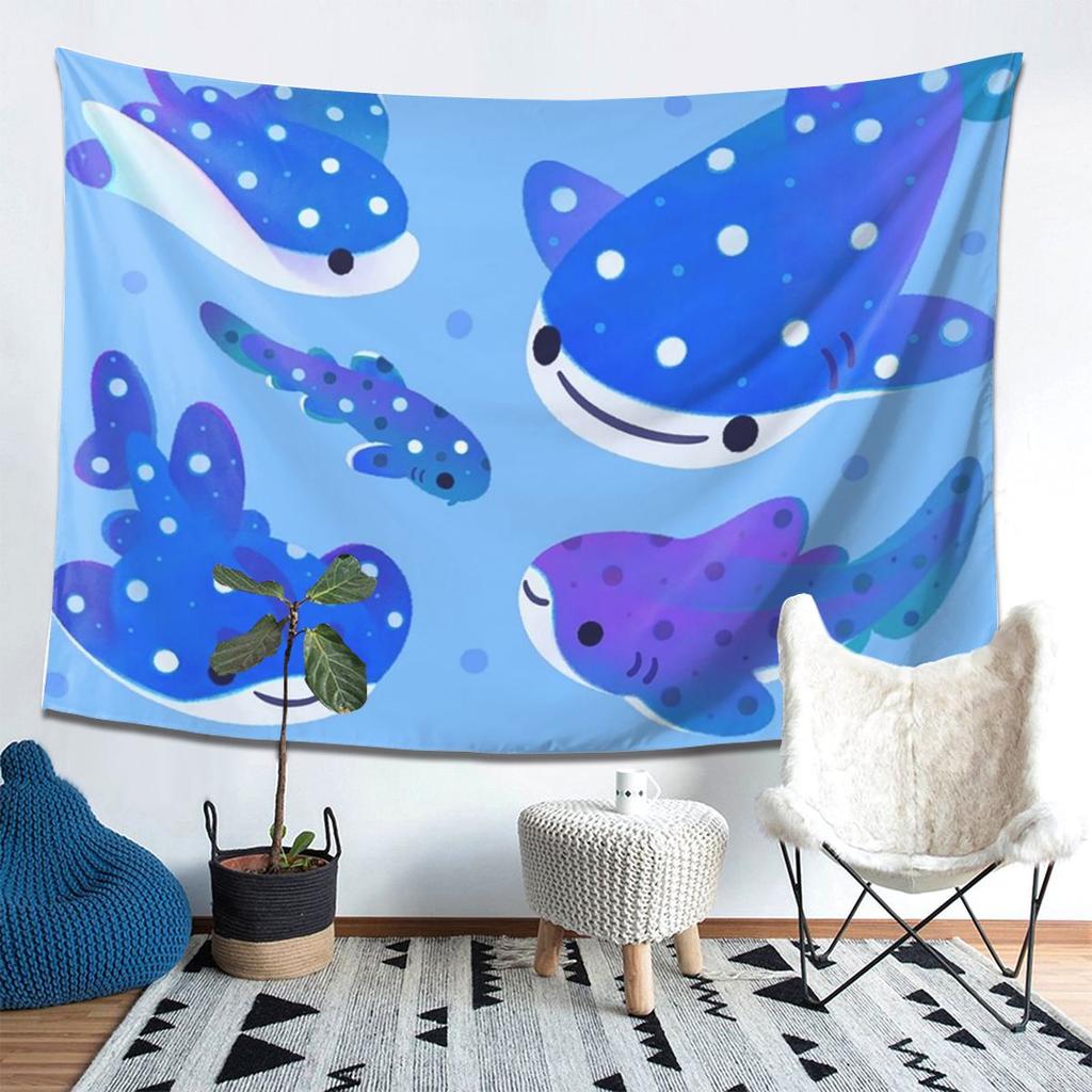 Polka Dot Shark Tapestry Wall Hanging Aesthetic Home Decor Tapestries for Living Room Bedroom