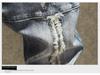 Men's Trendy Slim-Fit Ripped Skinny Jeans with Elastic Fabric and Stitched Patches