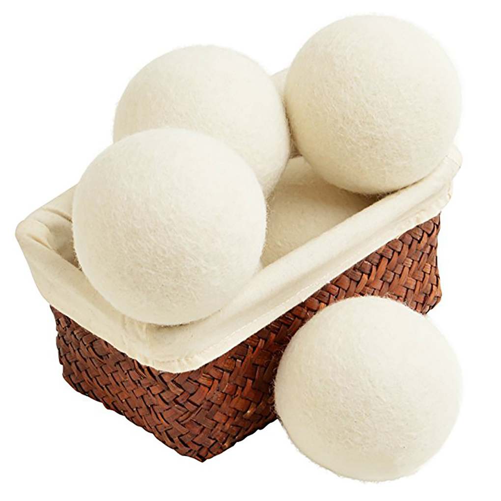 6PCS Natural Fabric Softener Reusable Drying Time Saving Clothing Wrinkles Reducing Wool Dryer Balls