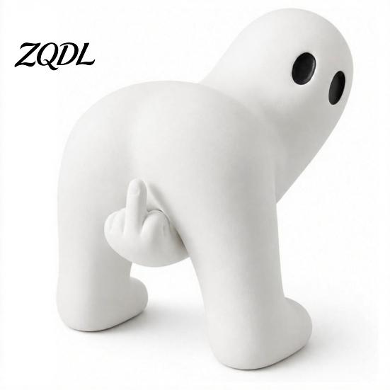 Halloween-Geschenke für Freunde Geisterfigur mit Mittelfinger, Niedliche Statue, Lustige Indoor-Party-Tischdekorationen Gruselige Harz-Humor-Schreibtischdekoration