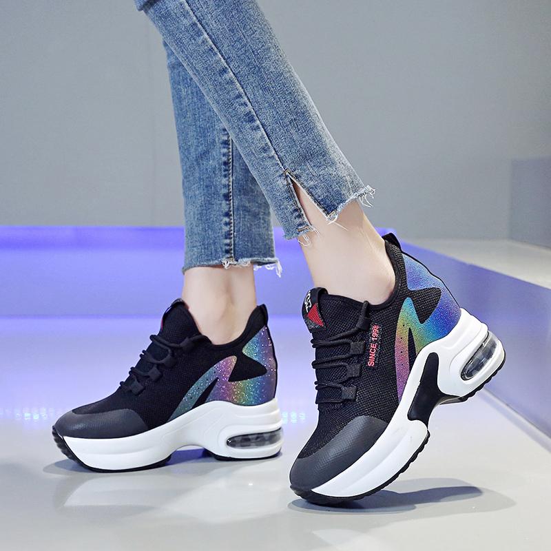 Fashion Spring 2025 New In-rise Sneaker Women's Versatile Women's Shoes Travel Casual Shoes Thick Sole Heighten Small White Breathable