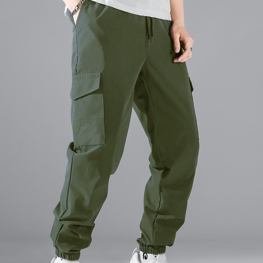 Men's Casual Cargo Pants Workout Joggers Sweatpants Hiking Drawstring Tactical Sports  Pants with Pockets Loose Athletic Trousers for Men
