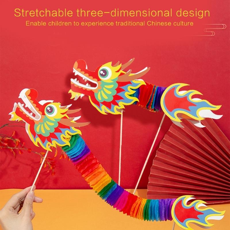 Paper Dragon Puppet Kits Paper Dragon Toy Chines New Year Supplies