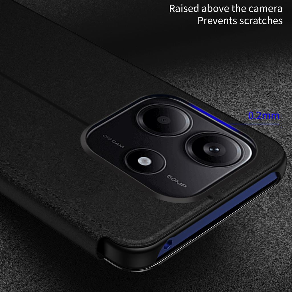 For Xiaomi Redmi Note 14 4G (164.84mm) Etui Visningsvindu Støtte Lær Flip Telefondeksel