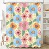Colorful Flower Shower Curtain Bathroom Decor Home Decoration Waterproof Fabric Bath Rug Cover Print Pattern Water Repellent Fab