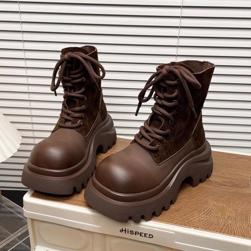 Platform Women's Ankle Boots High Heels Fashion Winter Shoes  Designer Lace Up Sport Sneakers New Motorcycle Mujer De Botas