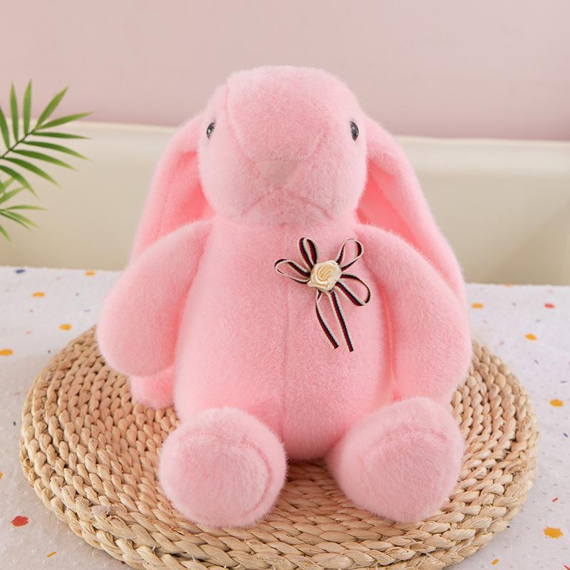 Adorable Long-Eared Rabbit Plush Toy with Bow - Children's Gift & Home Decoration
