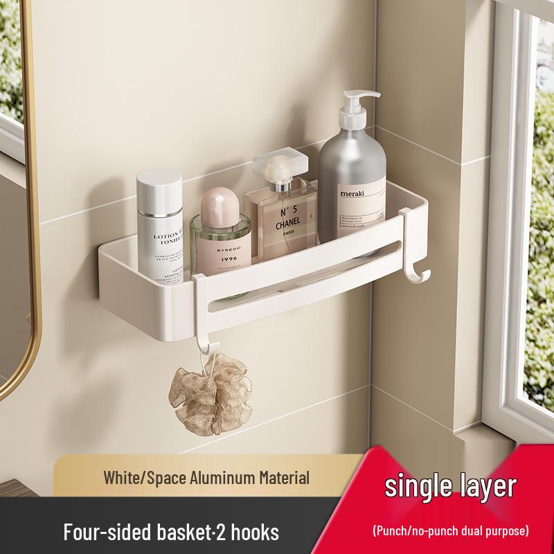 Gunmetal No-Drill Triangular Bathroom Shelf - Space Aluminum Corner Storage Basket