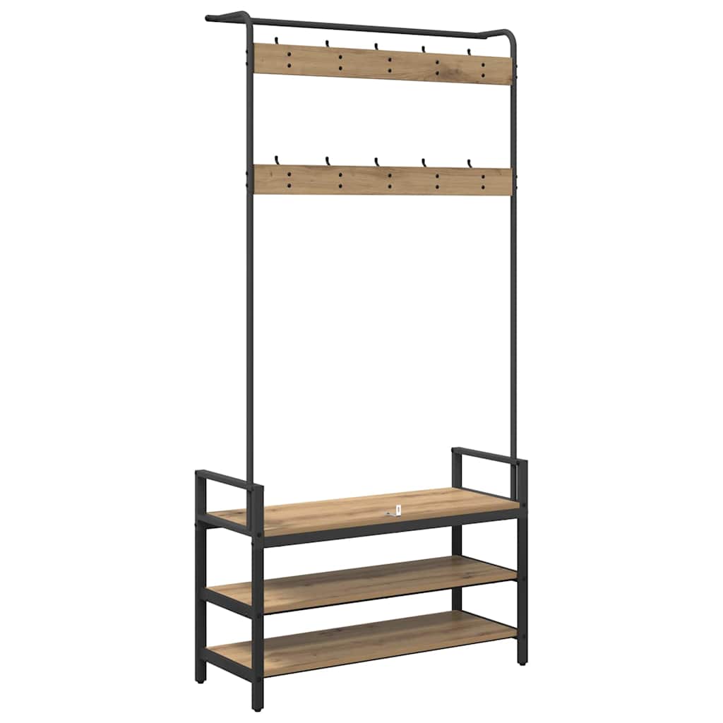 Artisan Oak Coat Stand 95 X 34 X 184 Cm Wood Based Material