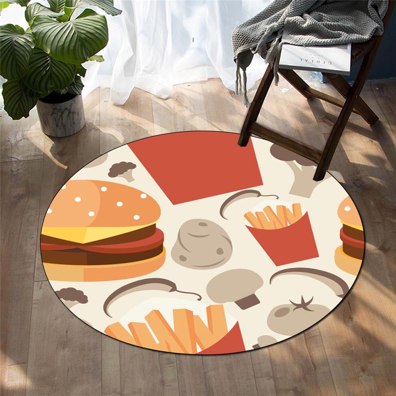 Cartoon-Druck Heimdekoration runder Teppich Wohnzimmermatte Kinderboden runder Teppich Yogamatte Schlafzimmer Gaming-Stuhlmatte