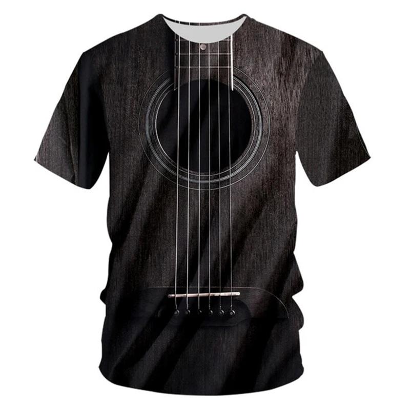 Music Guitar 3D Printed Men Women Tshirt Summer Trendy Harajuku O-Neck T-shirt Casual Short Sleeve Oversized Kids Clothing Tops