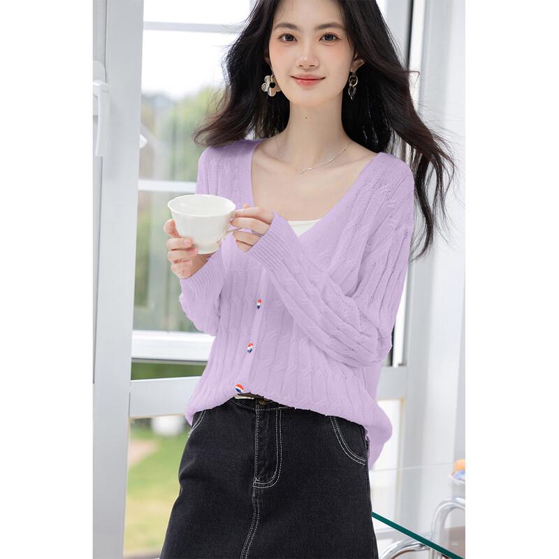 MOKANA Women's V-Neck Long Sleeve Thin Knit Sweater MKNJD3708