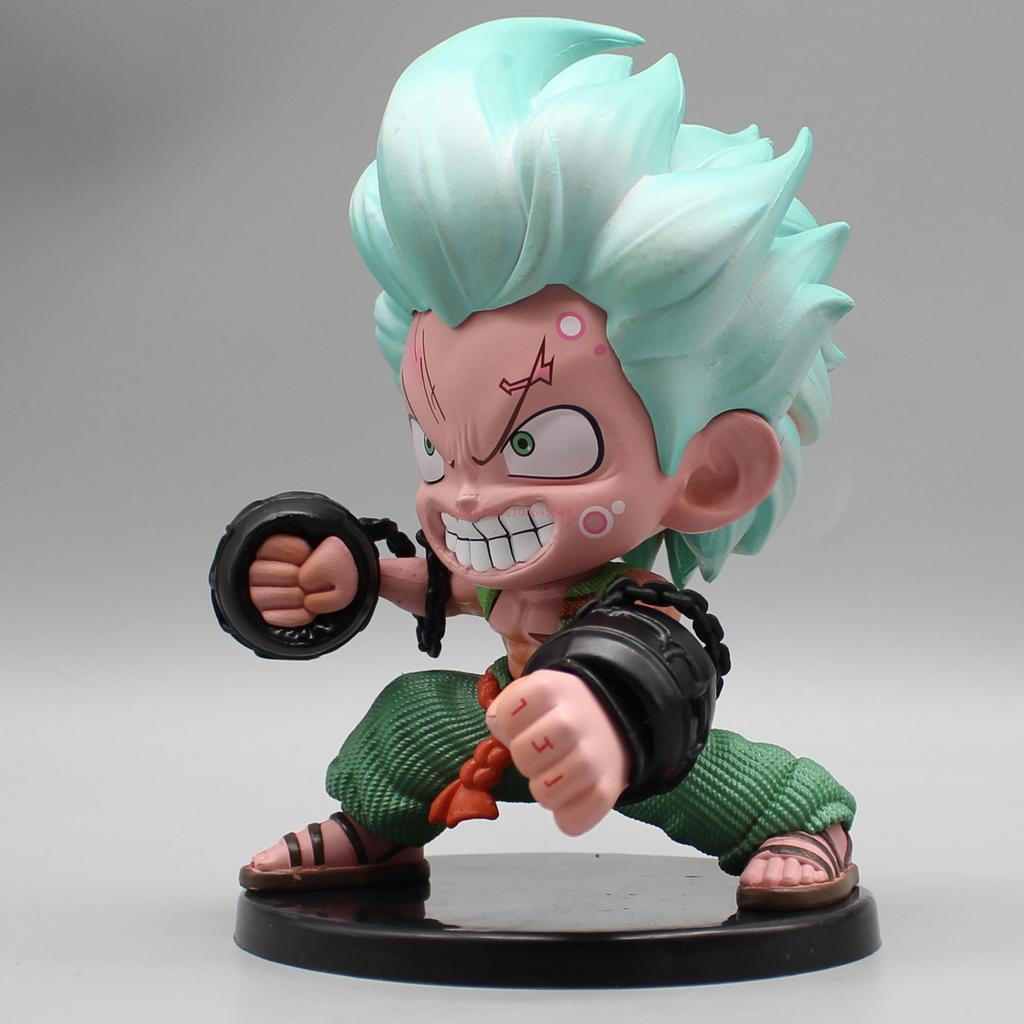 Anime Roronoa Zoro Fighting Figure Prison Cartoon Q Version Model Doll Around Kid Toy Gift