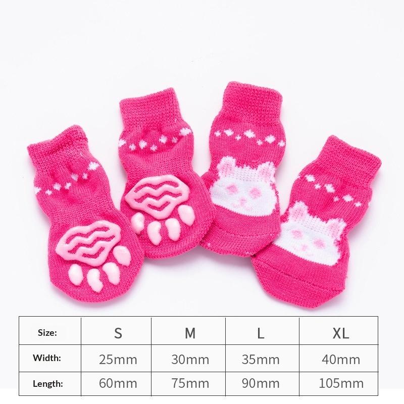 

New 4Pcs Cartoon Pet Cat Dog Floor Anti-slip Socks Prevent Scratching Dirt Warm Soft Pet Kitten Puppy Feet Paw Protector Socks S