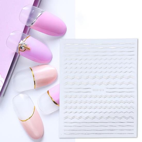 Nail Art Sticker Gold Colour Geometry Shapes PET Material Long-lasting Nail Art Sticker For Salon