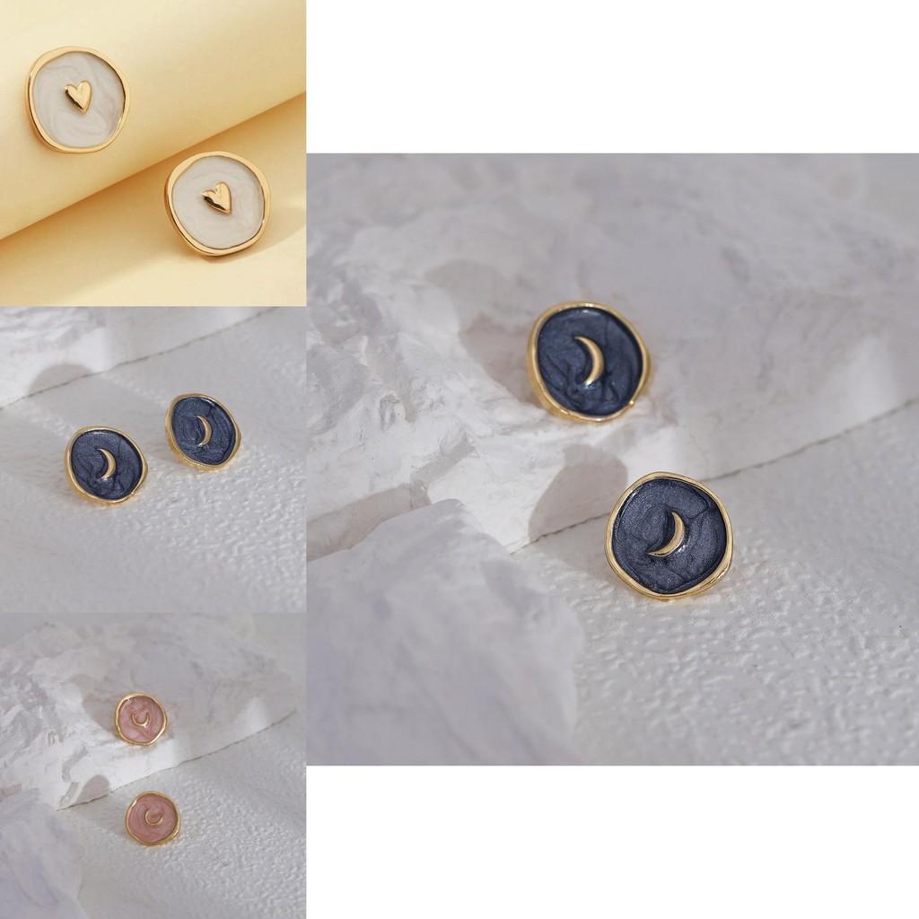 Creative Heart Moon Star Alloy Plated Earrings In Fashionable Geometric Style