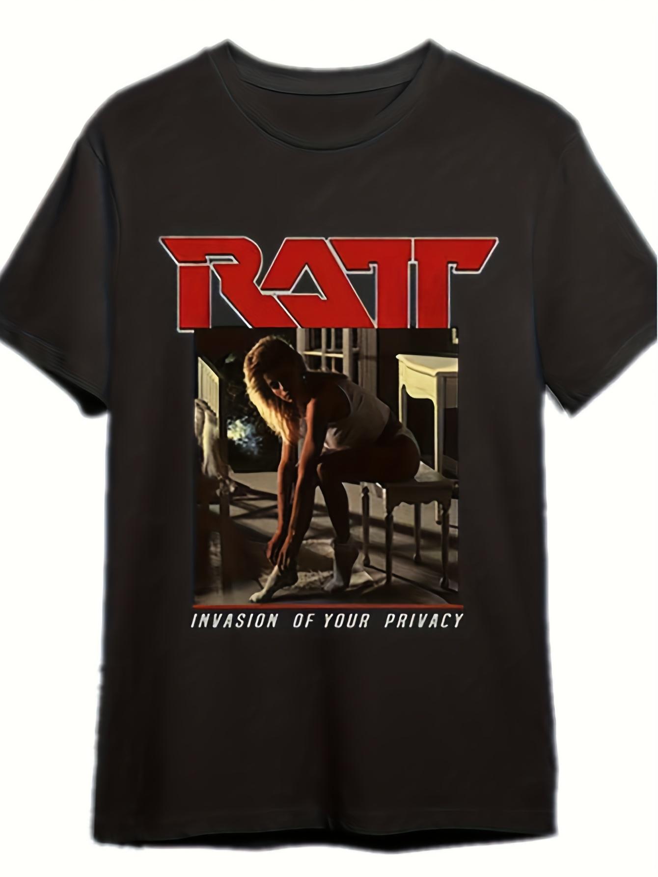 

Mens Retro 1985 Ratta Tour Graphic Black Retro TShirt with Invasion of Your Privacy Album Art Print Pure Cotton Couple Top S