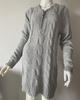 New V-Neck Zipper Cable Knit Sweater Dress In Solid Color