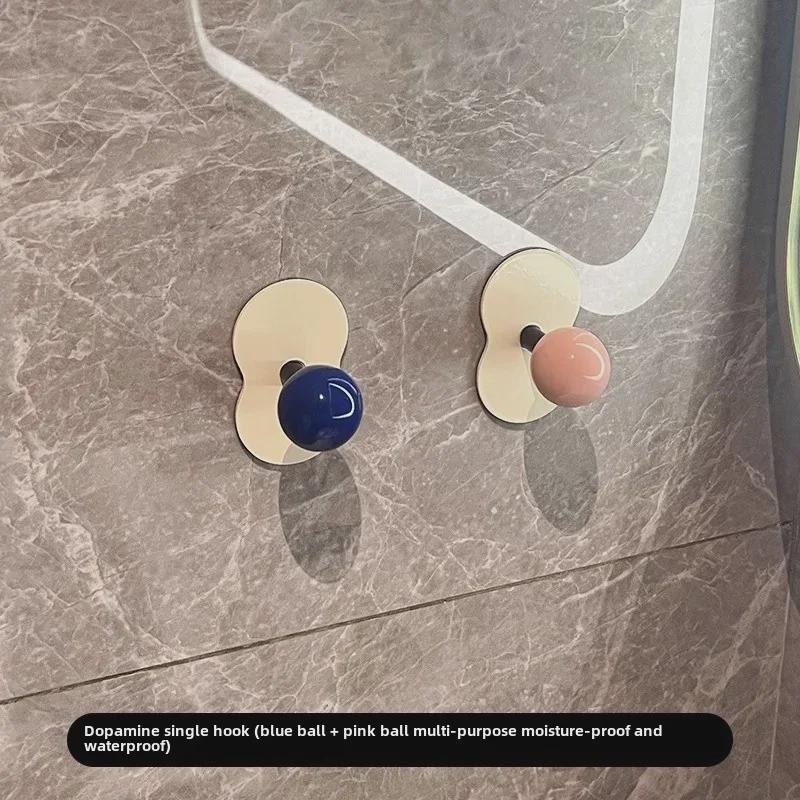 Punch-Free Adhesive Bathroom Towel Hook - Strong, Wall-Mounted, Creative Storage Solution