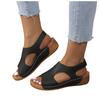 Clog Sandals For Women Leather Ladies Summer Retro Solid Colour Leather Slope Heel Thick Bottom Large Size Fish Sandalias Mujer