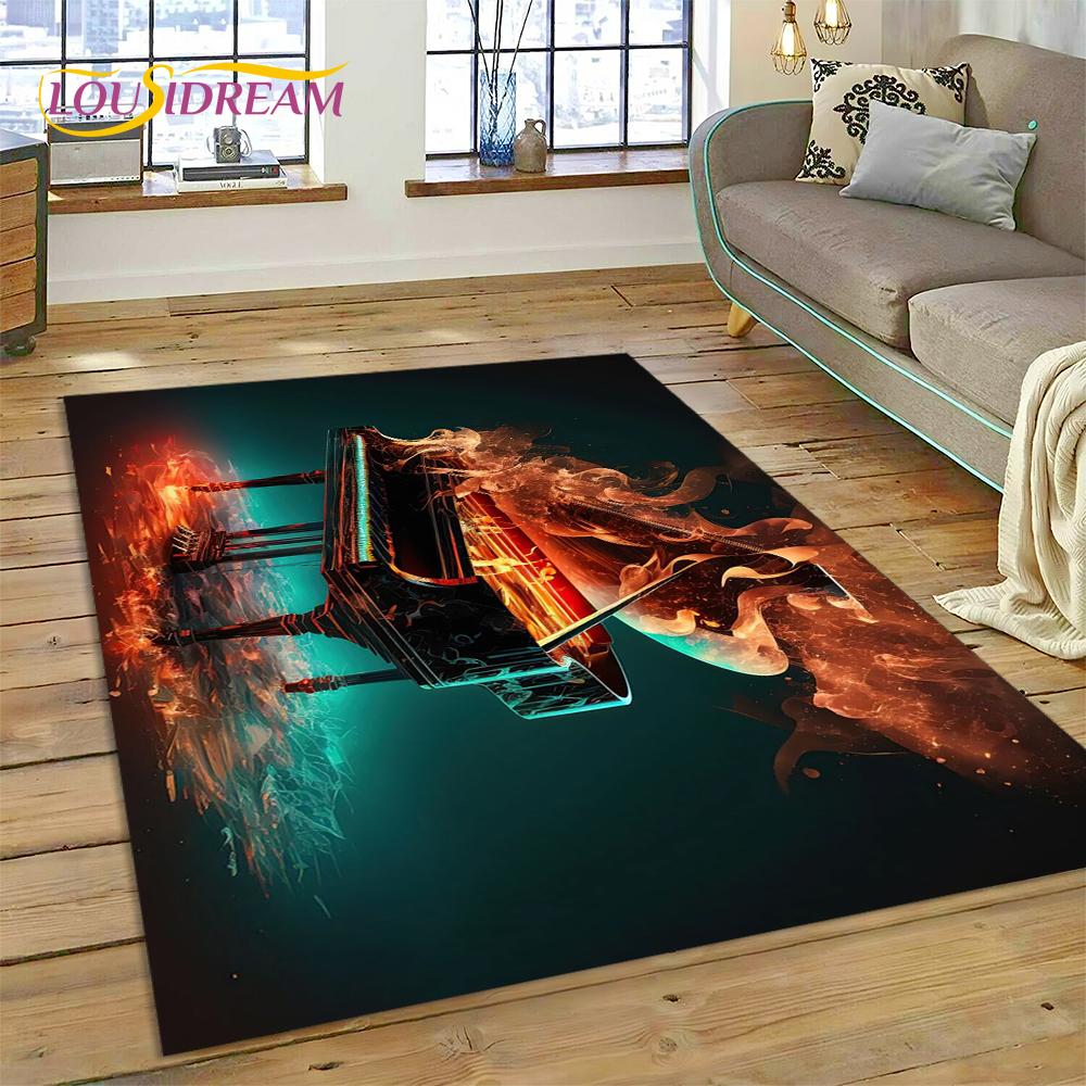 3D Dream Piano Key Music Instrument Cartoon Area Rug Duży, Dywan do Domu Salon Sofa Wycieraczka Dekoracja, Dziecięca Mata Antypoślizgowa Podłogowa