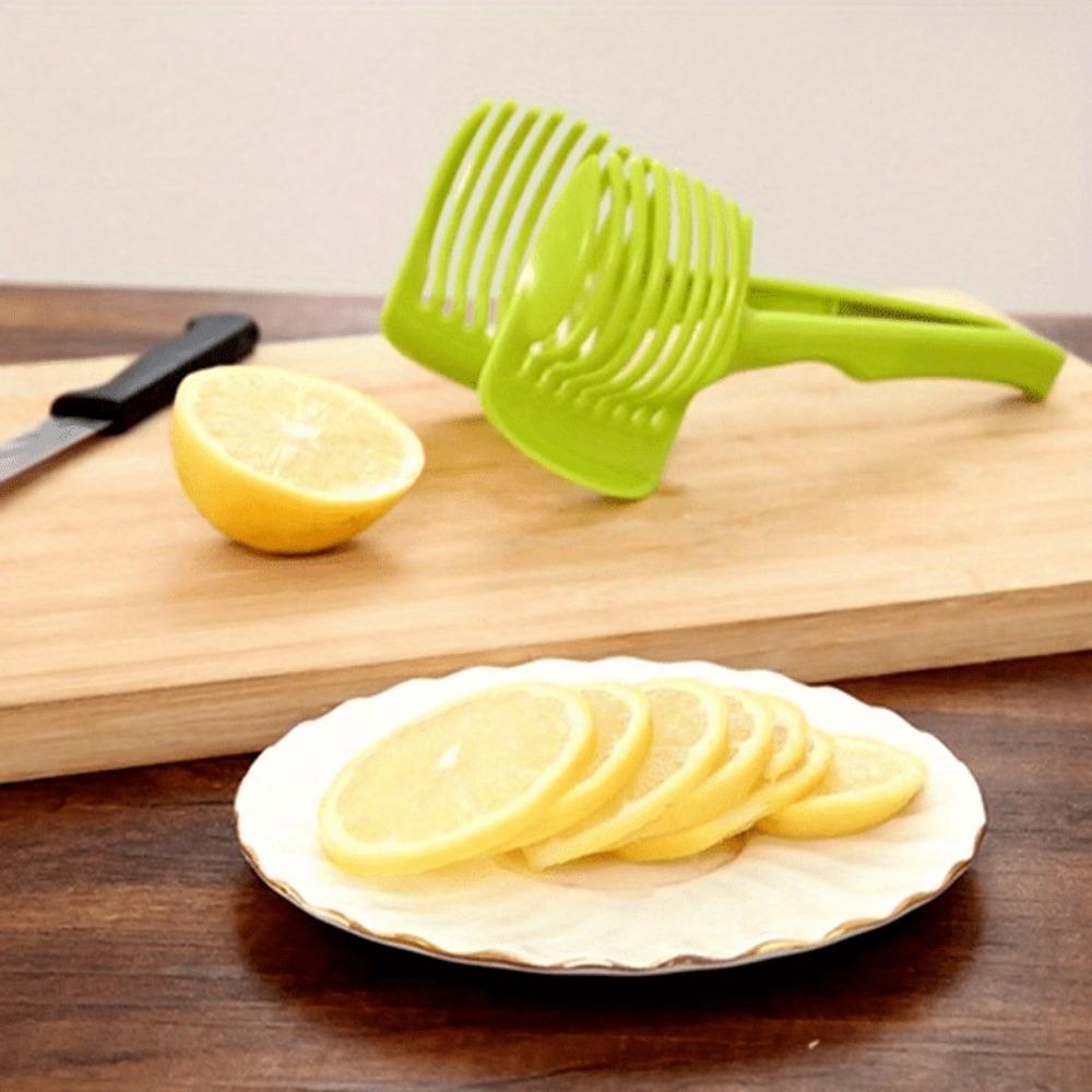 1pc Multi-Purpose Fruit & Vegetable Slicer Holder - Tomato, Lemon, Potato, Onion Cutter Stand, Kitchen Gadget for Food Contact
