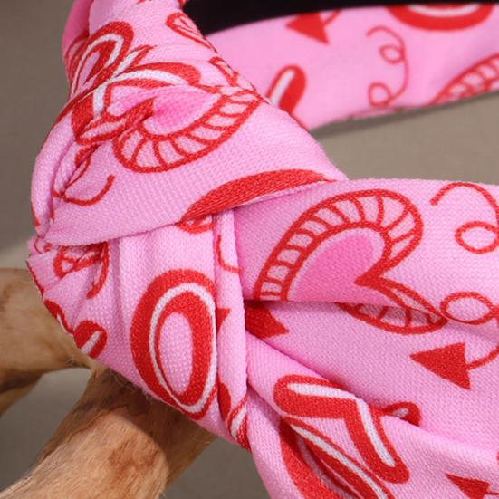 Haarreif Breitkrempiges Stirnband mit Liebesaufdruck Handgefertigte Stoffknoten Rutschfestes Design Schleifen-Haarband Party-Haaraccessoire