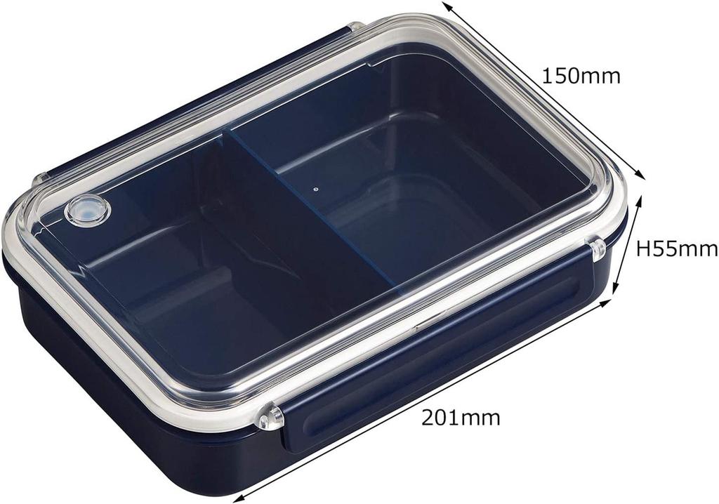 OSK Feel Easy Tight Lunch Box with Navy Made in Dishwasher and Microwave with Simple Box, Freezer-Safe Dividers, Blue, 800ml, Japan, Safe, Two-Point