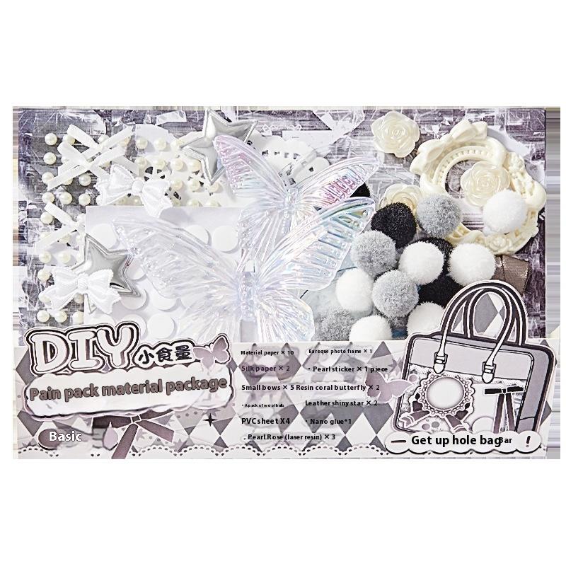 1 Set Multicolor Star Plush Balls Bowknots Cartoon Scene Background Paper Stickers Chinese Style Diy Itabag Insert Material