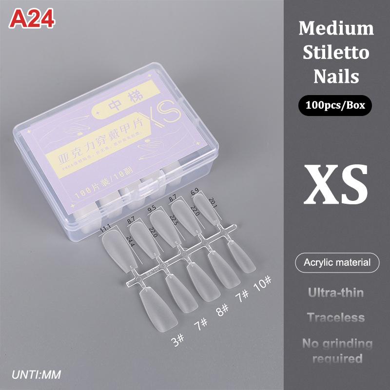 100Pcs/Box Matte Fake Nails No Polishing Press On False Nails Medium Short Design High Matt Soft Gel Nail Tips For Extension