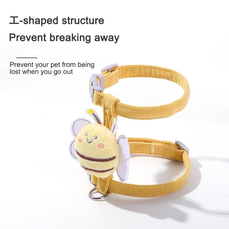 Cat Harness & Leash Set, Cats Escape Proof - Cute Bee Plaid Lightweight Soft Petsafe Harness