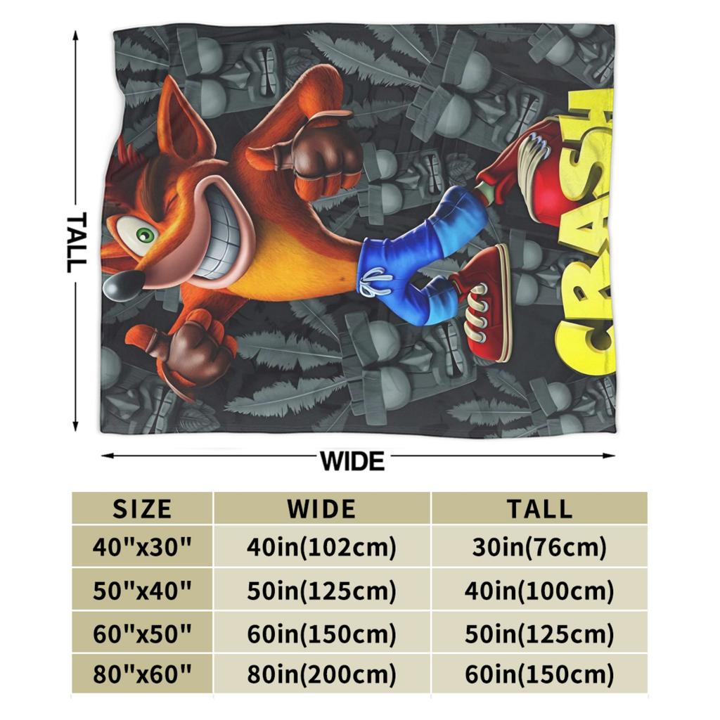 Crash Bandicoot Decke Qualität Warm Überwurfdecke Herbst Kinder Erwachsene Heimdekoration Grafischer Bettüberwurf