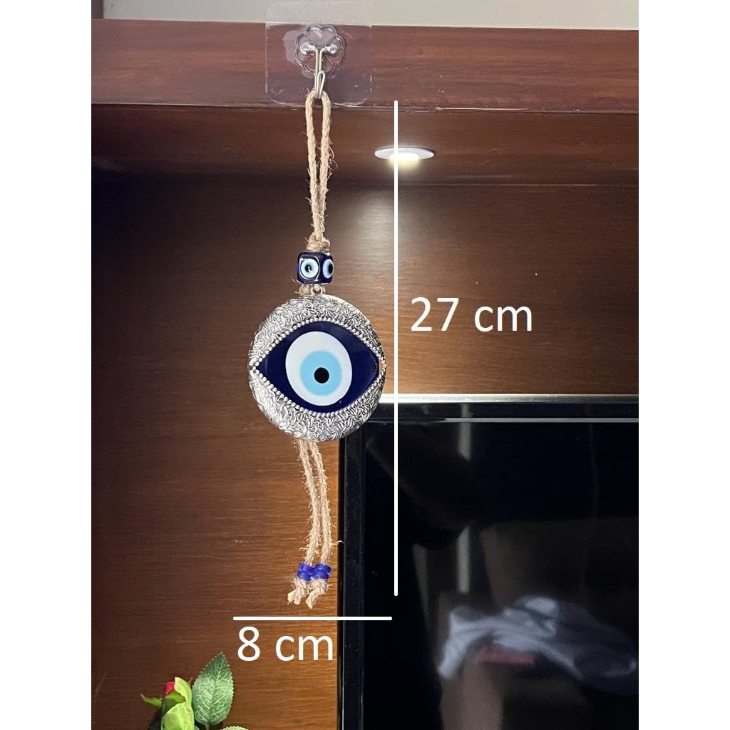 Handmade Turkish Evil Eye Wall Hanging – Metal & Glass Nazar Protection Amulet for Home & Office – Boho Spiritual Decor