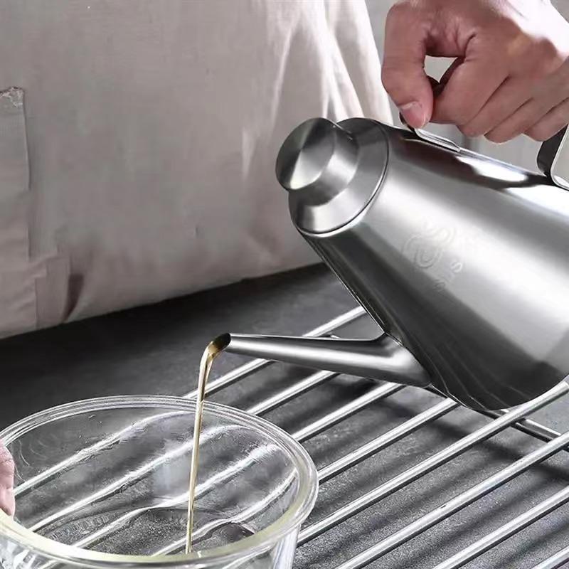 304 Edelstahl insektensicherer und auslaufsicherer Ölkontrolltopf mit langer Öffnung Ölflasche Sesamöl kleine Essigflasche Topf Topf