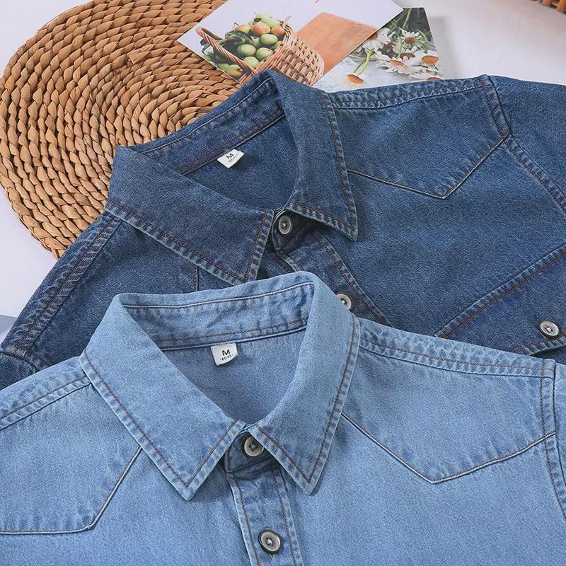 Men's Summer Denim Shirt - Large Size, Thin Cotton, Half-Sleeve, Slim Lapel Work Jacket