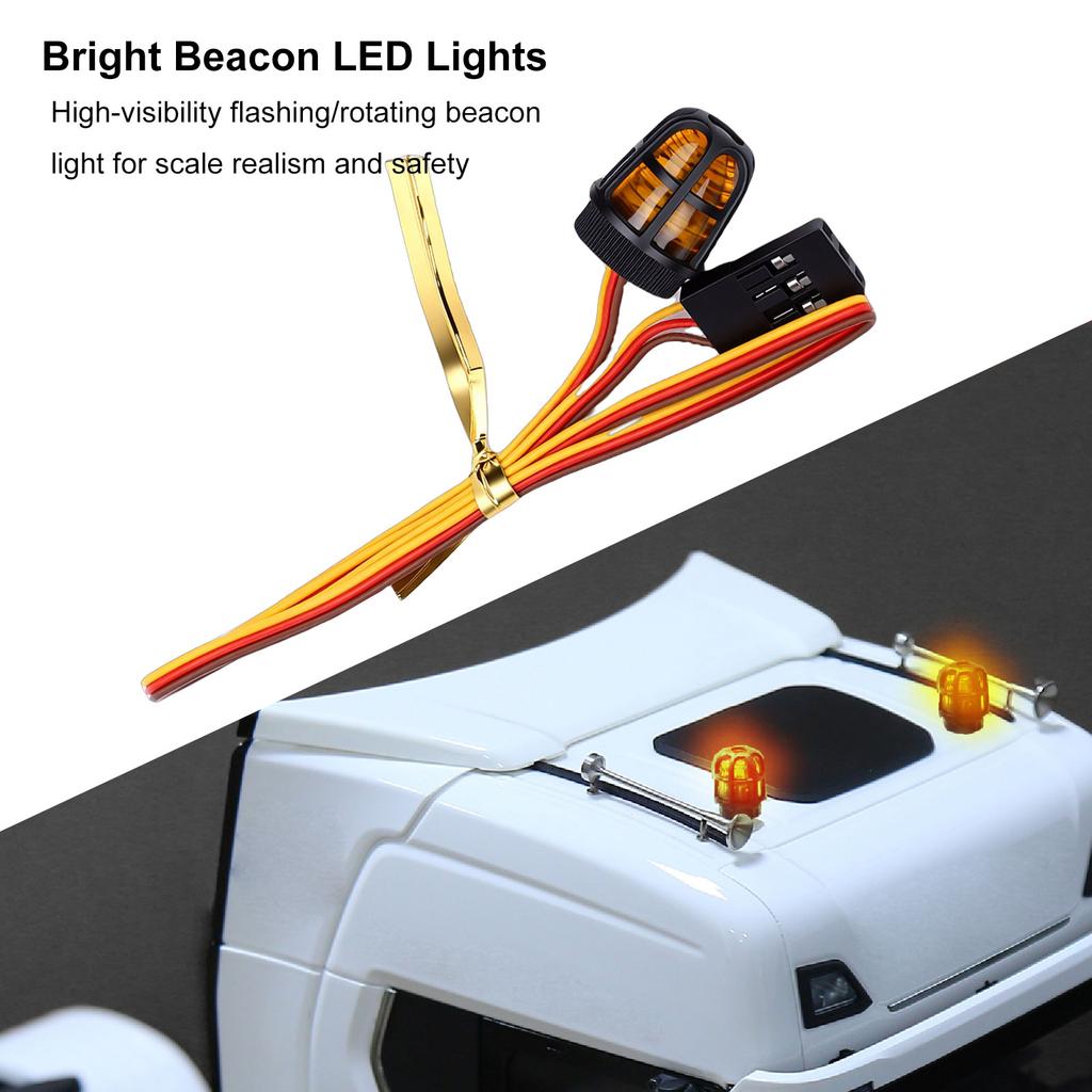 RC Flashing LED Lights with CH3 Control Mode Rotating Beacon Light for Construction Ambulance Vehicle Blue