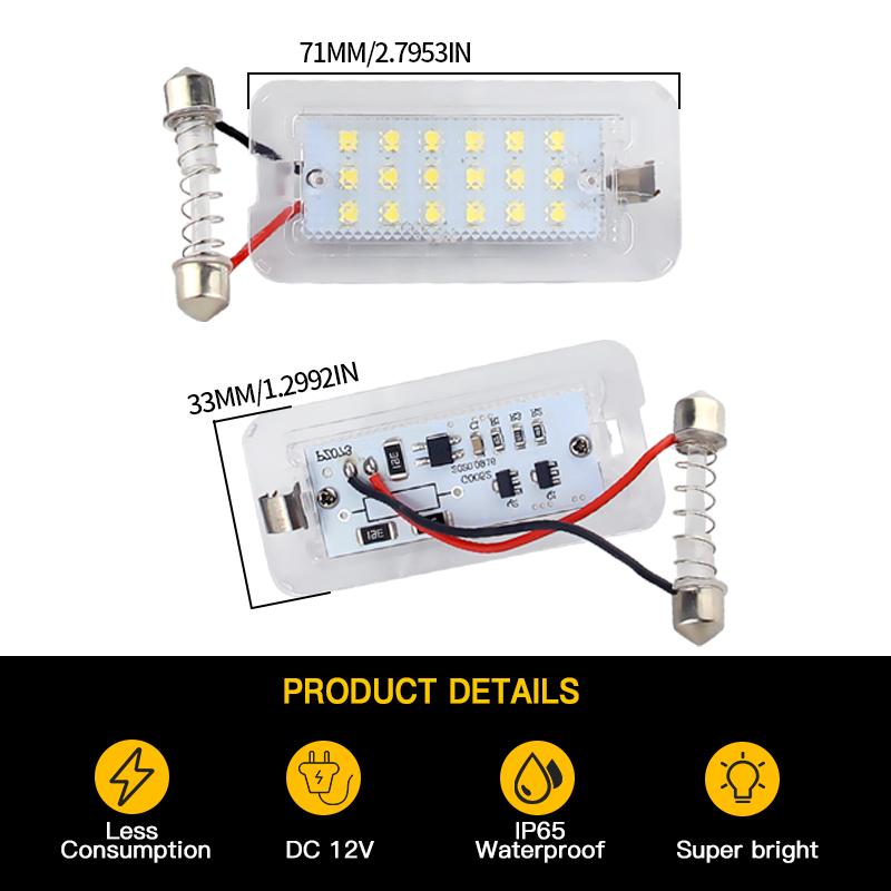 2 Stück OEM-Nr. 51800482 Für Fiat 500 500C Abarth 2007 2008 2009 2010 2012 2013-2016 Weiß 12V LED Kennzeichenbeleuchtung Lampe