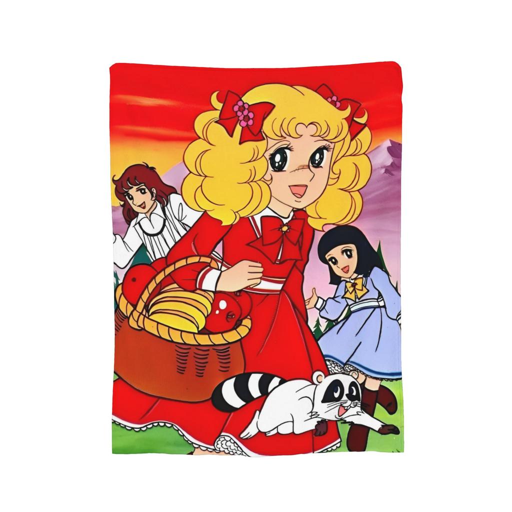 Candy Candy Cartoon Flannel Blanket Anime Fashion Throw Blanket for Sofa Bedding Lounge 125*100cm Quilt