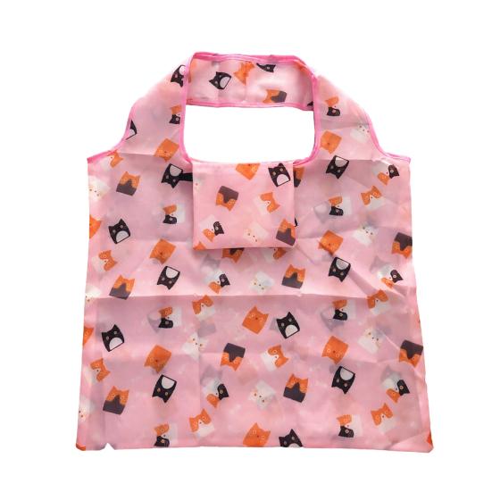 Folding Shopping Bag Reusable Tote Cute Prints Foldable Portable Animal Plants Fabric Grocery Shopping Tote