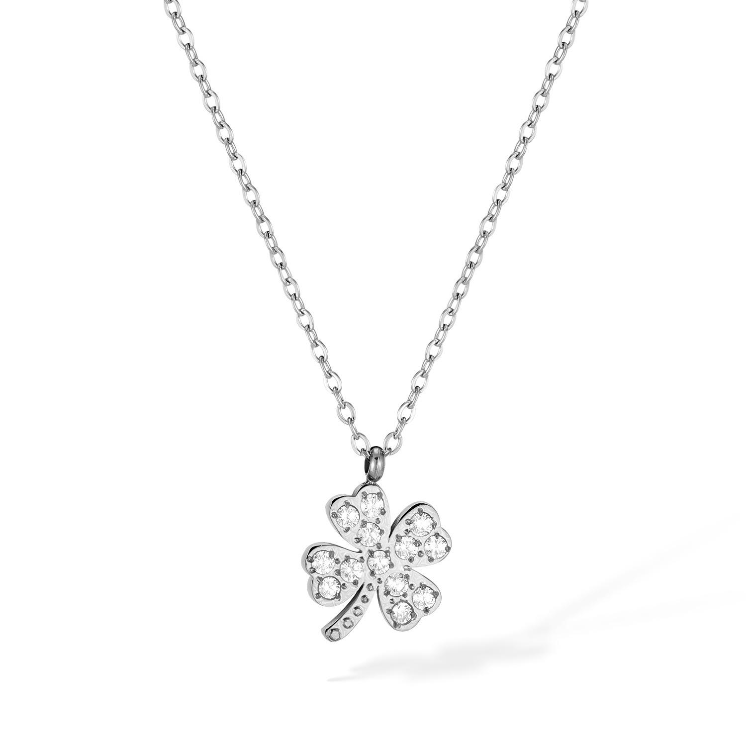 

Модное ожерелье Commuter Wind из нержавеющей стали с универсальной бриллиантовой цепочкой на ключицу Lucky Clover