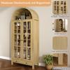 Moderner hoher Schrank in Bogenform mit Einlegeböden und Schublade - Vitrine mit höhenverstellbaren Regalen für Wohnzimmer, Arbeitszimmer, Esszimmer