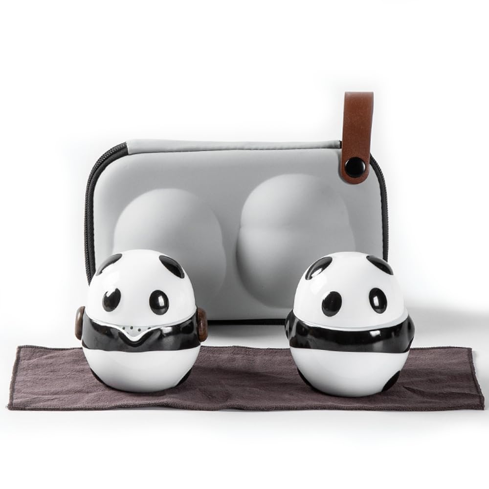 

LOVE MIYABI Panda Travel Tea Set for 2, Cute Panda Design, Ultra-Compact Storage, Easily Enjoy Delicious Tea Outdoors, Perfect for TravelOutings,