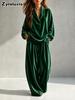 Women's Autumn New Style Casual Fashion Velvet Long Sleeve Pants Set