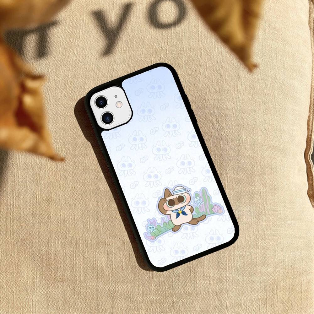 

Cartoon Siamese Cat Couple Phone Case For iPhone 17 16 Pro Max 11 12 13 14 15 Hard PC+TPU Bracket Back Cover iPhone 15 plus
